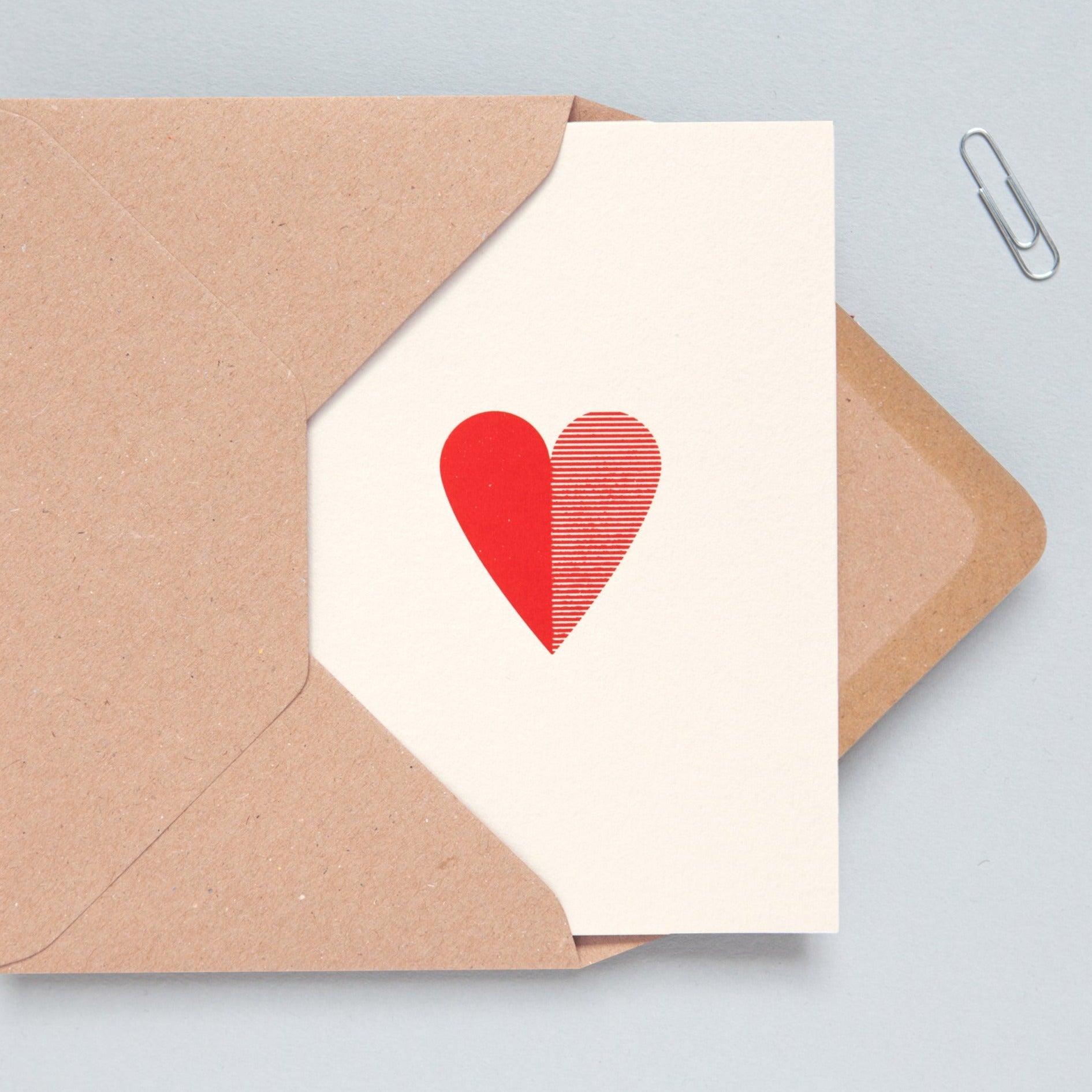 Foil blocked Heart card - Red on Stone