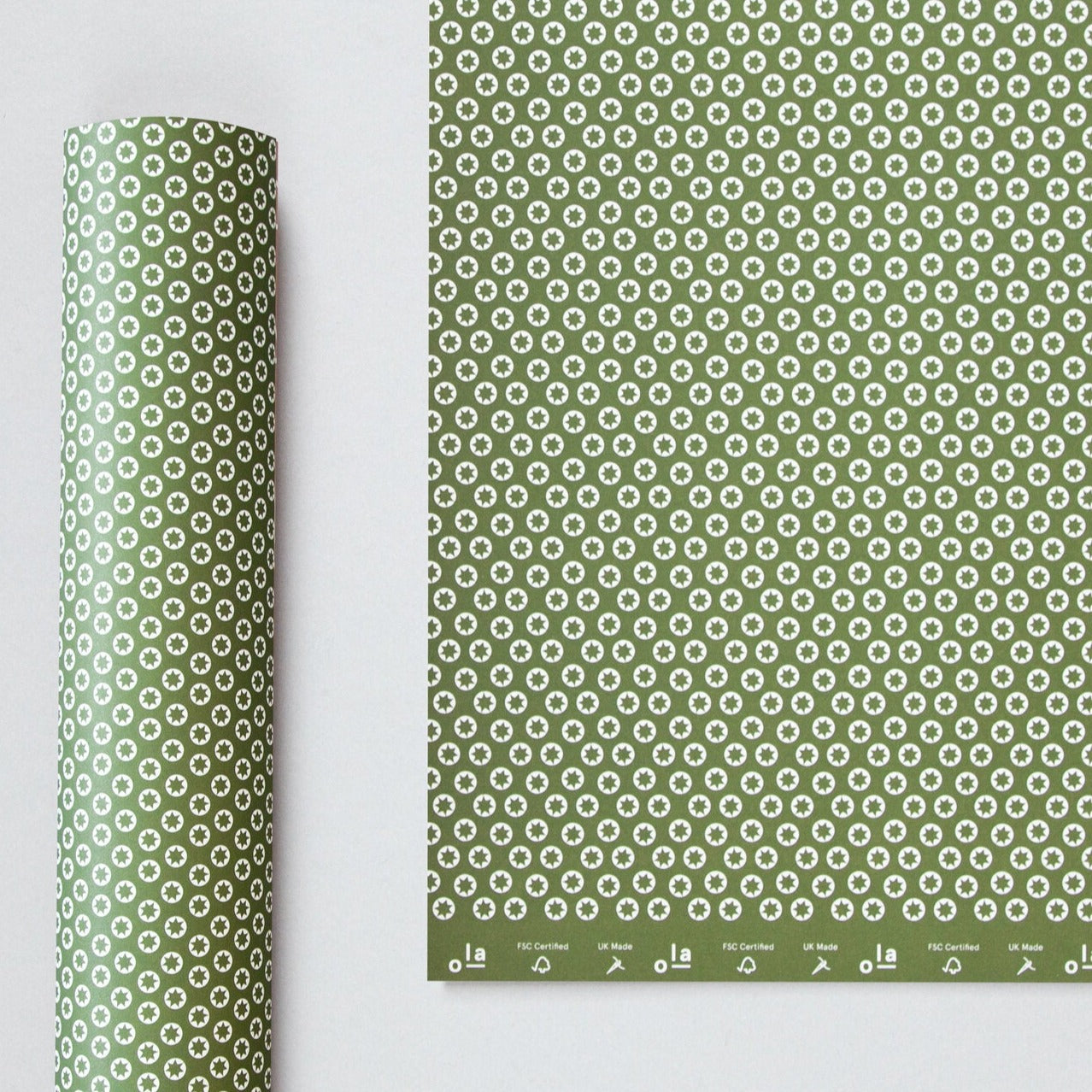 Опаковъчна хартия Tiny Stars print - Olive